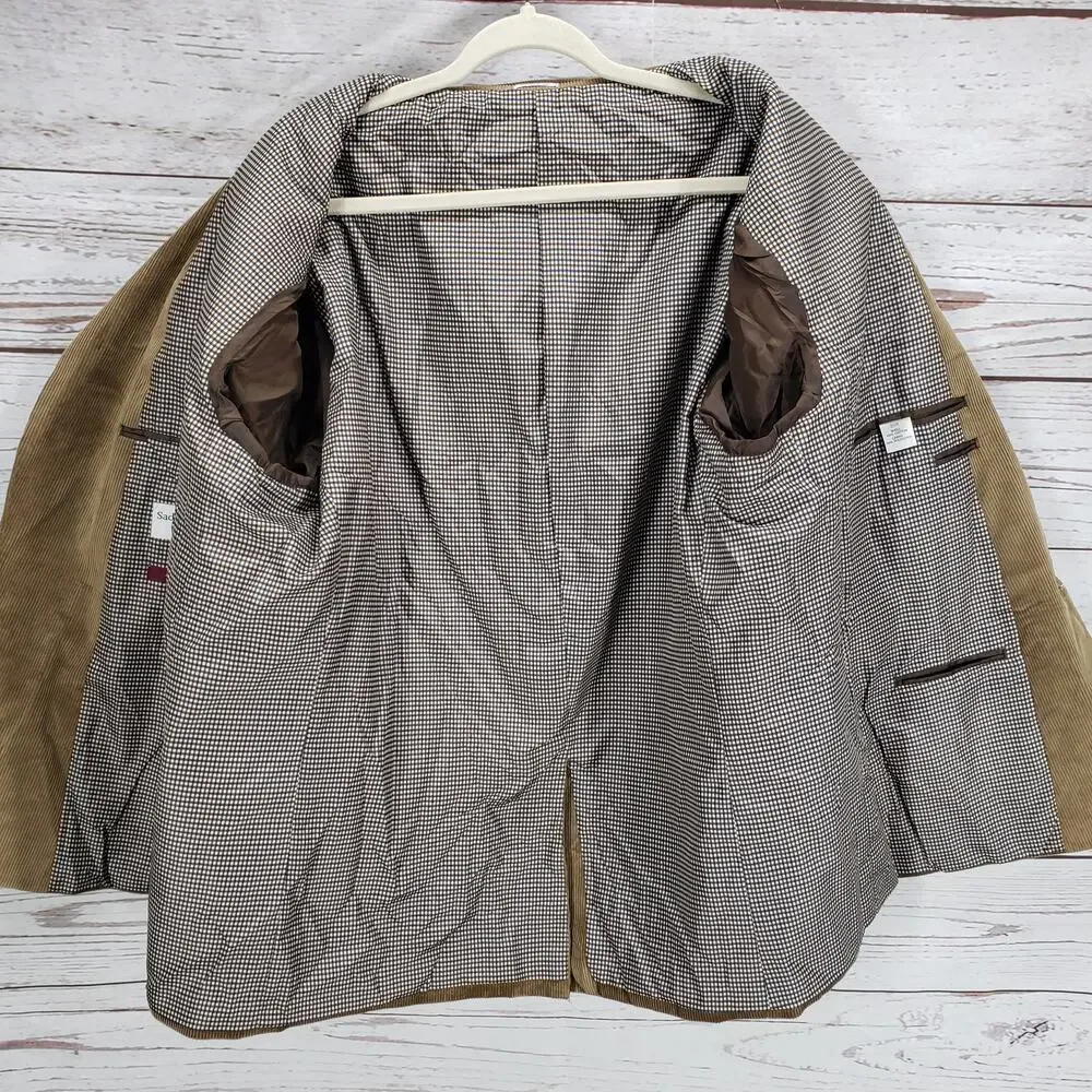 Saddlebred Men's Brown Cotton Corduroy Elbow Patch Sportscoat Size 50R